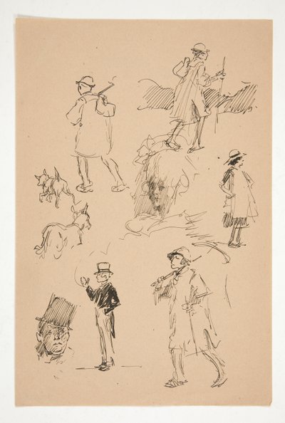 List skic venkovských postav od Edwin Austin Abbey
