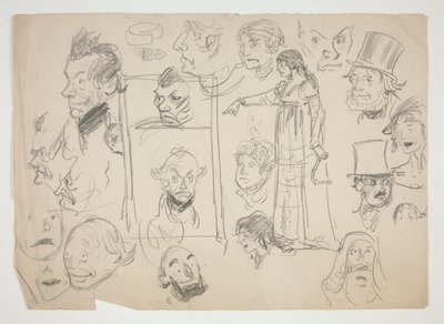 List náčrtů tváří od Edwin Austin Abbey
