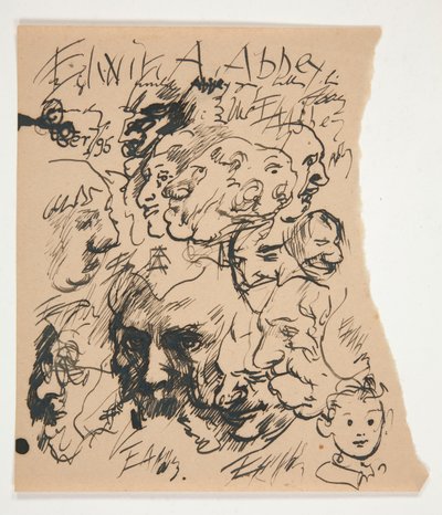 List náčrtů hlav od Edwin Austin Abbey