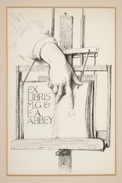 Skica pro Ex Libris: M.G. & E.A. Opatství od Edwin Austin Abbey