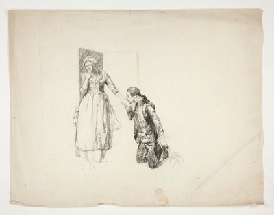 Skica pro Olivera Goldsmitha od Edwin Austin Abbey