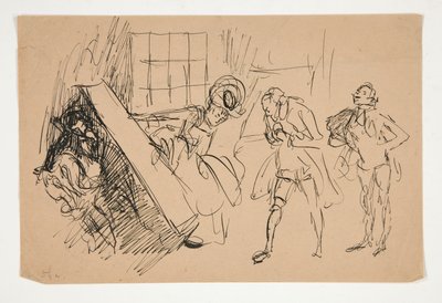 Sketch for School for Scandal, ilustrace pro Scribner od Edwin Austin Abbey