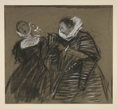 Náčrt ke Zkrocení zlé ženy (?) od Edwin Austin Abbey