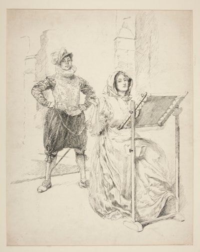 Skica pro píseň narcisu od Edwin Austin Abbey