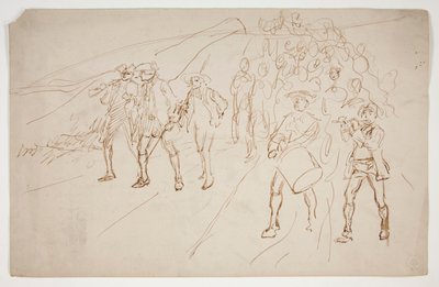 Náčrt vojáků revoluční války, pochodující od Edwin Austin Abbey