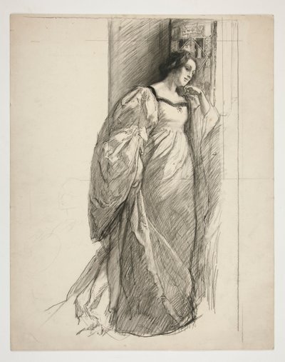 Skica dámy, ilustrace pro od Edwin Austin Abbey