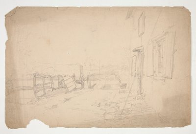 Náčrt exteriéru venkovského domu od Edwin Austin Abbey