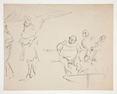 Studie k neidentifikované Shakespearově hře (Falstaff?) (recto a verso) od Edwin Austin Abbey