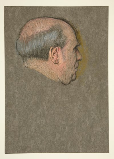 Studie. Holohlavý muž pro korunovaci Edwarda VII od Edwin Austin Abbey