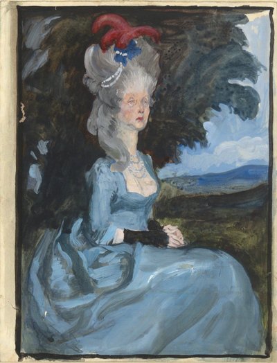 Studie pro tetu Rodokmen od Olivera Goldsmitha od Edwin Austin Abbey