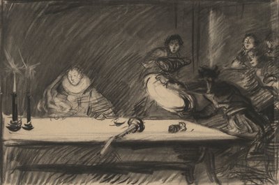 Studie pro Petruchio převrací příkop - akt IV, scéna I, Zkrocení zlé ženy od Edwin Austin Abbey