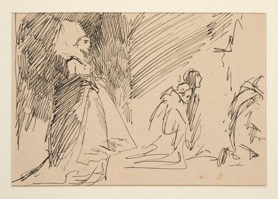 Studie pro kněze a velkou dámu (akvarel) od Edwin Austin Abbey
