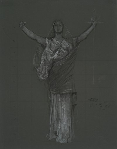 Studie pro alegorickou postavu zákona, rondel v rotundě budovy státního kapitolu v Pensylvánii, Harrisburg, 1902-1911 od Edwin Austin Abbey