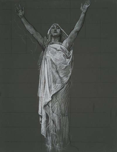 Studie k postavě náboženského rondelu v rotundě budovy státního kapitolu v Harrisburgu, Pennsylvania, 1902-1911 od Edwin Austin Abbey