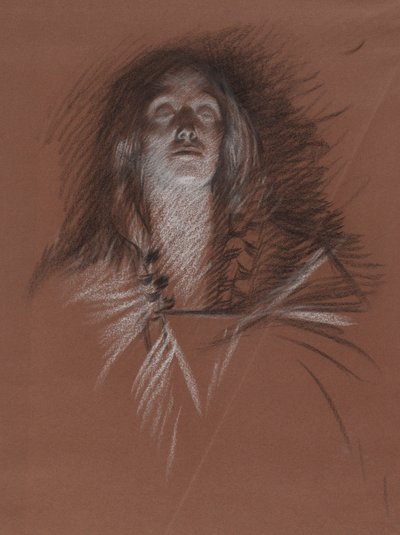 Studie pro hlavu keltské ženy, z The Play Scene, Hamlet, dějství 3, scéna 2 od Edwin Austin Abbey
