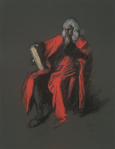 Studie na postavu hlavního soudce Thomase McKeana, v od Edwin Austin Abbey