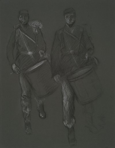 Studie pro postavy dvou bubeníků z Civil War, in od Edwin Austin Abbey