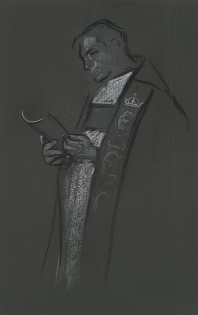 Studie biskupa pro korunovaci Edwarda VII od Edwin Austin Abbey