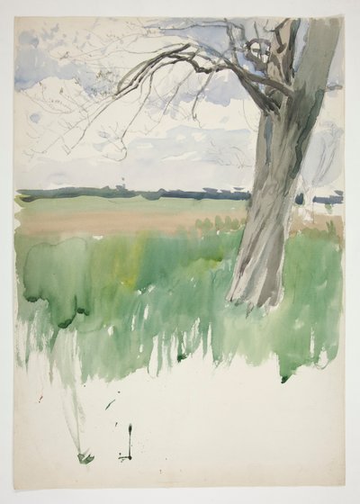 Studie pole a stromu od Edwin Austin Abbey