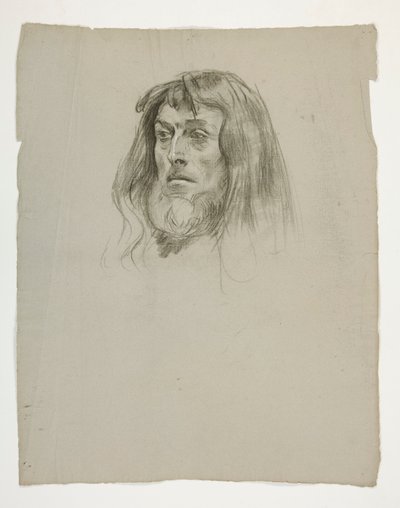 Studie hlavy pro krále Artuše od Edwin Austin Abbey