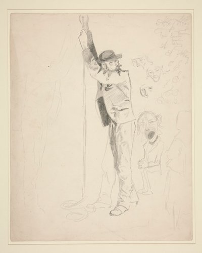 Studie muže zvonícího na zvon; čmáranice EAA od Edwin Austin Abbey