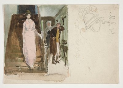 Studie interiéru: pár se připravuje na večerní odchod od Edwin Austin Abbey