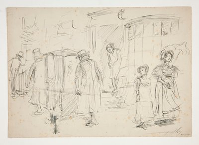 Studie pouliční scény se sedanem. od Edwin Austin Abbey