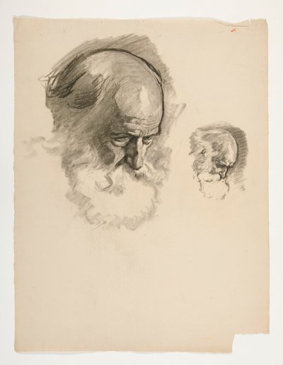 Studie hlavy starého vousatého muže pro krále Artuše od Edwin Austin Abbey