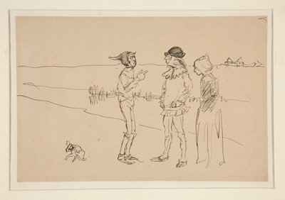 Studie dvou mužů, ženy a psa z Love od Edwin Austin Abbey
