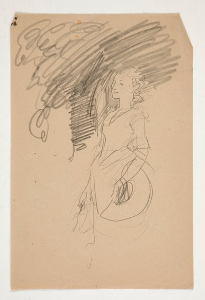 Studie ženy v kostýmu XVIII století držící klobouk od Edwin Austin Abbey