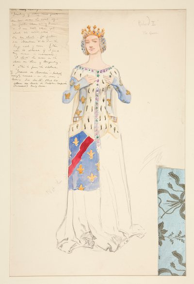 Královna, skica kostýmu pro krále Richarda II od Edwin Austin Abbey