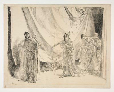 The Re-entrance of the Players, ilustrace pro Akt V, Scéna I, A Midsummer Night od Edwin Austin Abbey
