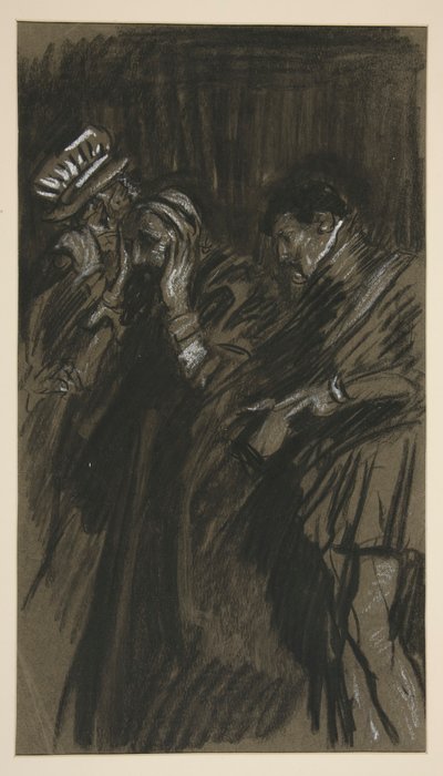 Tři muži, studie pro Zkrocení zlé ženy (?) od Edwin Austin Abbey