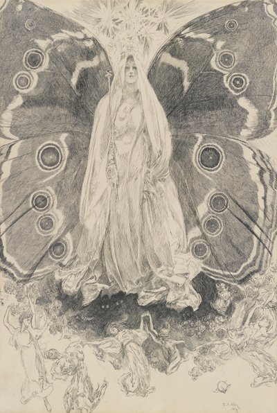 Titania, ilustrace pro dějství II, scéna ii, Svatojánská noc od Edwin Austin Abbey
