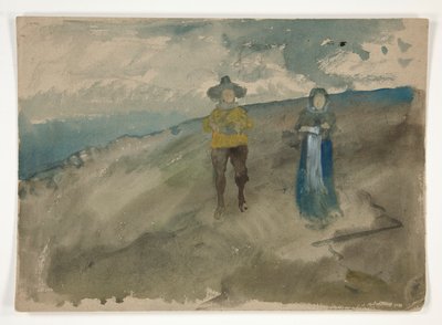 Dvě postavy v krajině (recto); Studium člověka od Edwin Austin Abbey