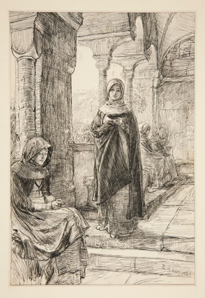 Dvě ženské postavy v ambitu, z kláštera od Edwin Austin Abbey