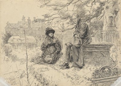 Dvě postavy na hřbitově od Edwin Austin Abbey
