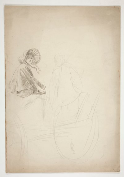 Dvě postavy sedící na vozíku - (neidentifikovaný obrázek) od Edwin Austin Abbey