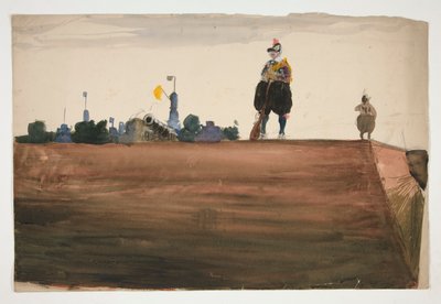 Dvě hlídky na vrcholu zdi pevnosti od Edwin Austin Abbey