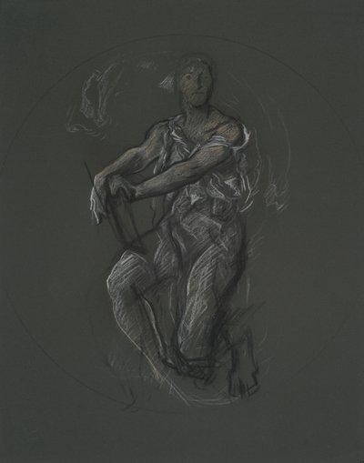 Studie neidentifikovaných postav pro projekt nástěnných maleb v budově státního kapitolu v Pensylvánii, Harrisburg, 1902-1911 od Edwin Austin Abbey