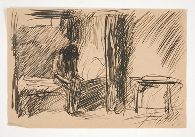 Neidentifikovaný obrázek - Studie osoby ve vězení od Edwin Austin Abbey