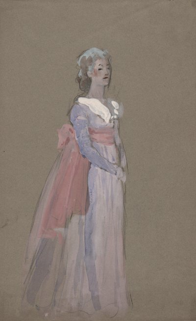 Žena v empírových šatech - kostýmní studie pro La Toscu od Edwin Austin Abbey