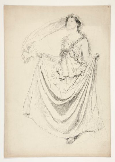 Žena v tóze s girlandami, skica k neidentifikované Shakespearově hře od Edwin Austin Abbey