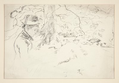 Žena sedící v zahradě - neidentifikovaný obrázek od Edwin Austin Abbey