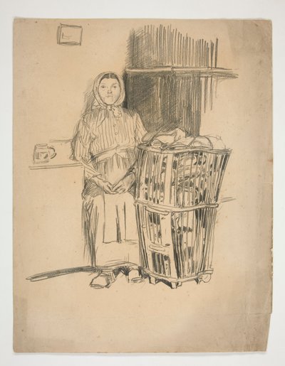 Žena s košem na prádlo (?) - neidentifikovaný obrázek od Edwin Austin Abbey