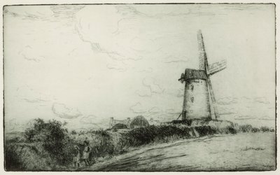 Větrný mlýn (lept) od Edwin Butler Bayliss