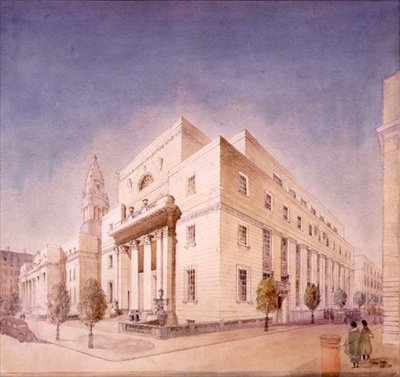 Elevation of the Public Library, Marylebone Road, Londýn od Edwin Cooper