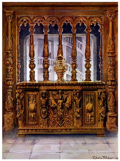 Jindřich II. vyřezávaný do truhly nebo bahutu a dubového plátna ze stejného francouzského období, 1910. od Edwin Foley