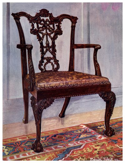 Mahagonové křeslo, styl Chippendale, 1911-1912. od Edwin Foley
