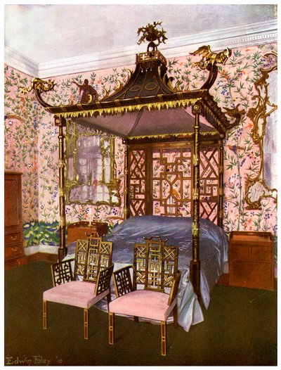 Čínská ložnice Chippendale, Badminton House, Gloucestershire, 1911-1912. od Edwin Foley